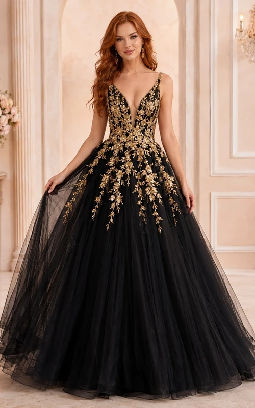 prom dresses black and gold Long Dresses, Black Formal party black and gold dress