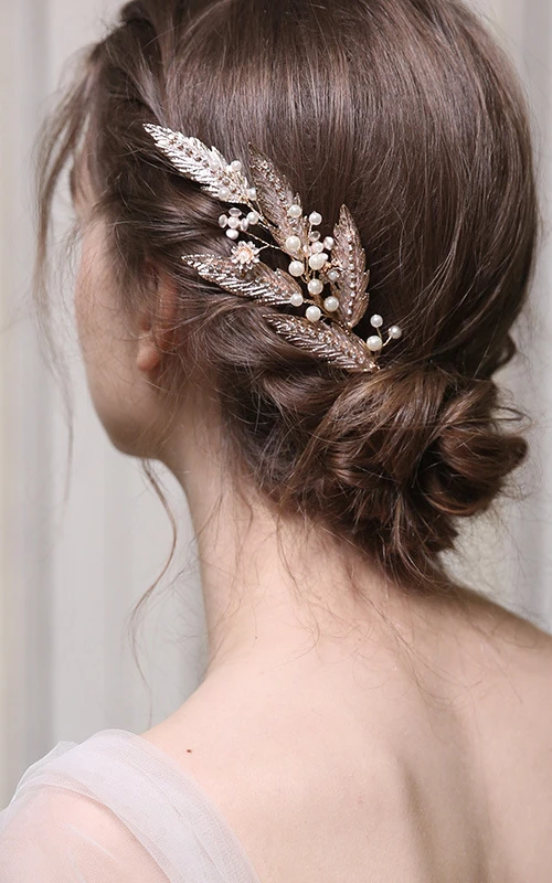 Classical Alloy Hair Combs with Pearls