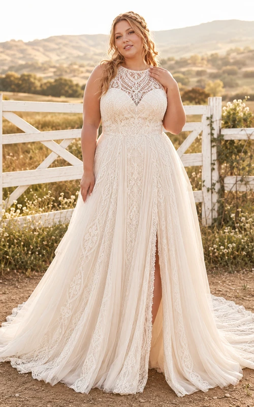 plus size wedding dresses halter style Fashionable Halter Neck Crepe Wedding Dress