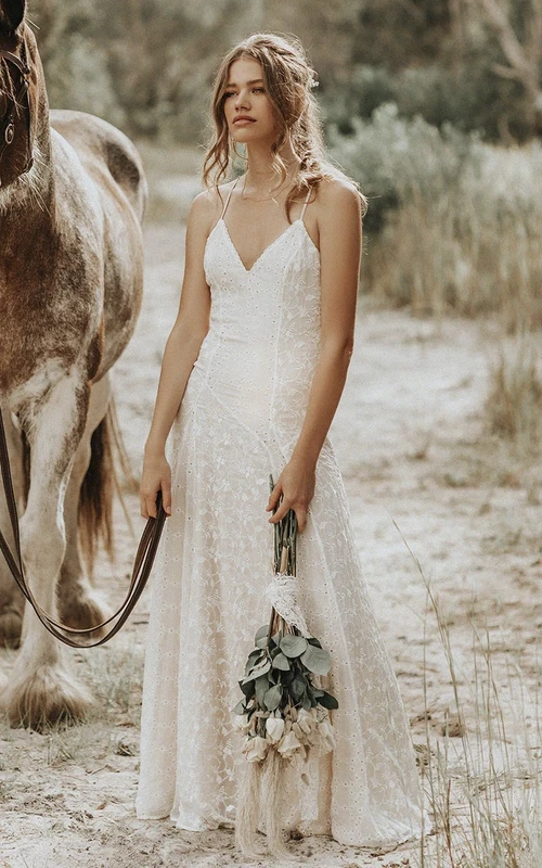 cotton wedding dress Boho with long sleeves, 8 weeks / 20 nylon mesh base Silky charmeuse lining (available in nude Cotton lace wedding dress -