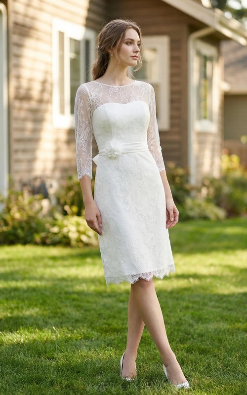 short lace wedding dresses for older brides White Lace Lace Wedding Vintage Inspired Short Wedding Dresses Plus Size  Vintage Style Wedding Dresses For