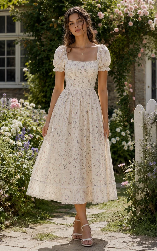 ivory confirmation dresses White print:Solids