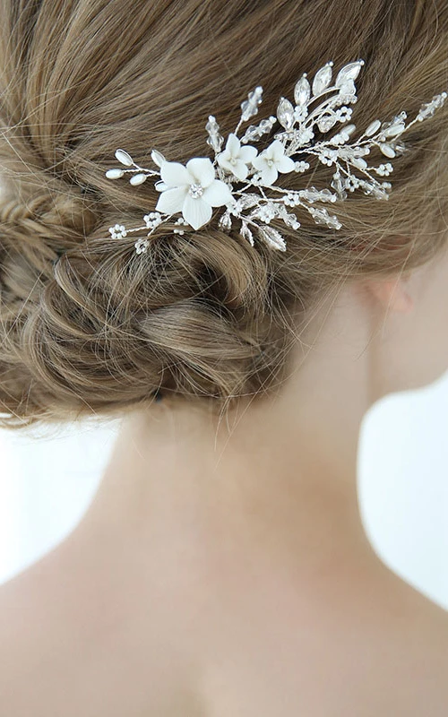 Unique Floral Crystal Beaded Hair Clips