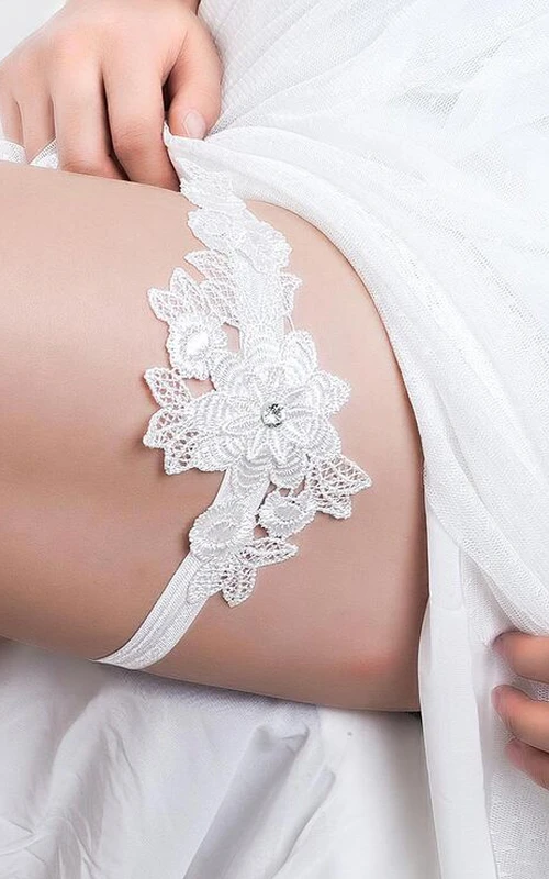 Western Style Lace Flowers Fresh Elastic Bridal Garter Within 16-23inch