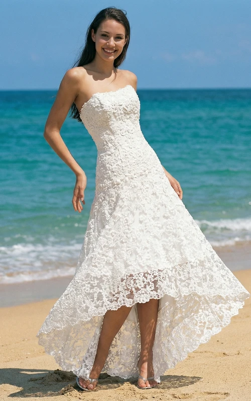 Modern Asymmetric Lace Bridal Gown