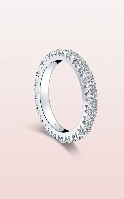 Round Cut Side Stones Rhinestone 925 Silver Wedding Rings