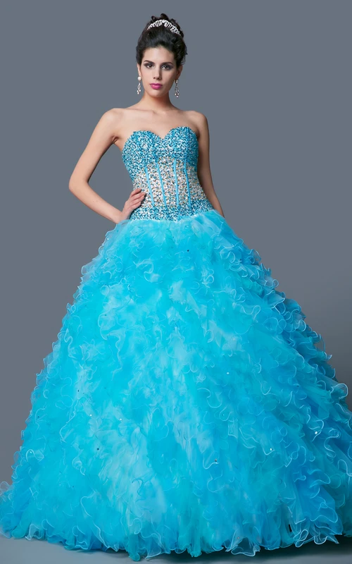 Robe de bal trapèze à décolleté en A, robe de quinceañera ornée de perles et d'une cape