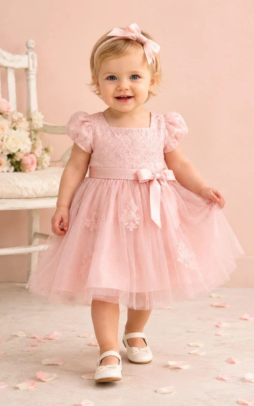 little girls formal dress Prom Dresses 3D Floral Pink Princess 66662K for kids Custom Colors / CHILD 5 lace for dress