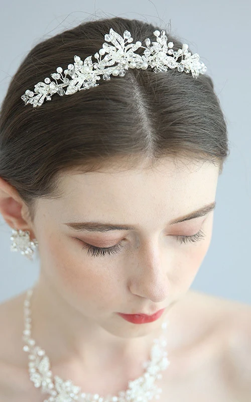 Chic Jewelry Sets of Rhinestone Necklace and Earrings and Crowns