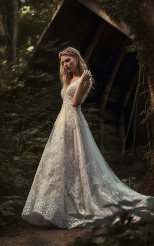 Plunging V Neck Sleeveless Empire Petite Tall Tulle Wedding Dress with Appliques
