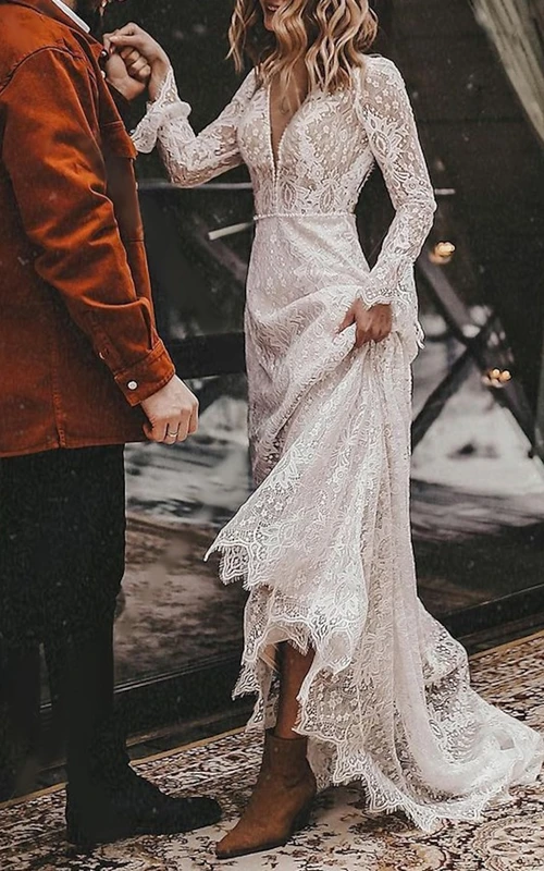 amazon long sleeve wedding dresses For Sale Alyssa Cowl Neck Backless hideuk-PDPTAG1 Neck Size:15 1/2