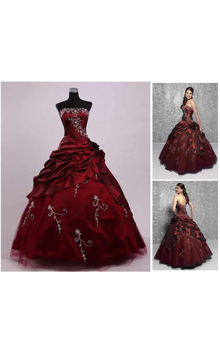 Tea-Length Tulle Off-The-Shoulder One-Shoulder Embroidery Jeweled Chiffon Ball Gown