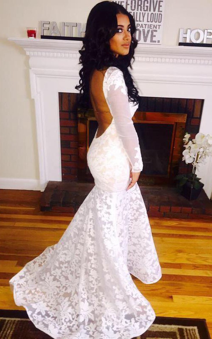 Long Sleeve Mermaid Prom Dress - Dress 