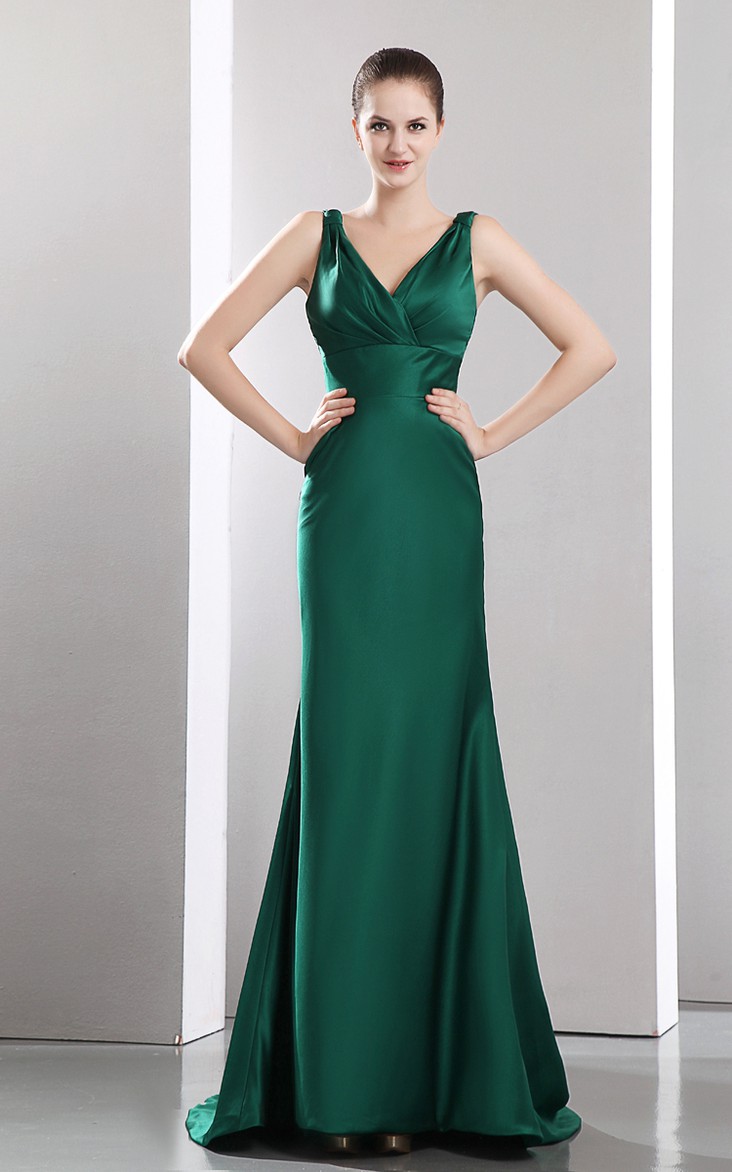 A Line Elegant Plus Size Satin Prom Dress with Split Front - Dress Afford