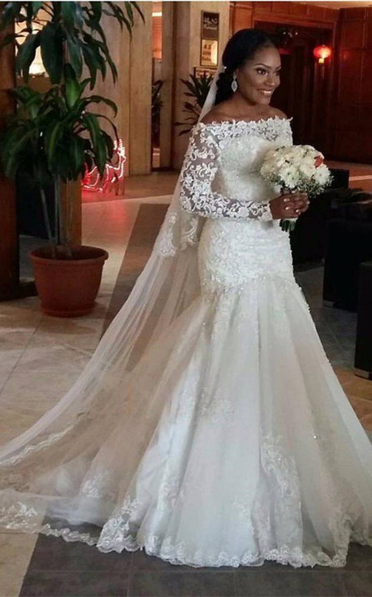 long sleeve lace mermaid wedding dress