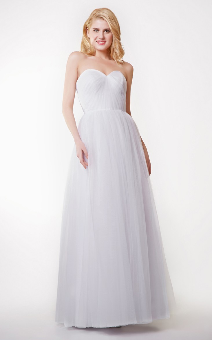 Floor-Length Pleated Tulle Sweetheart Stunning Convertible Dress
