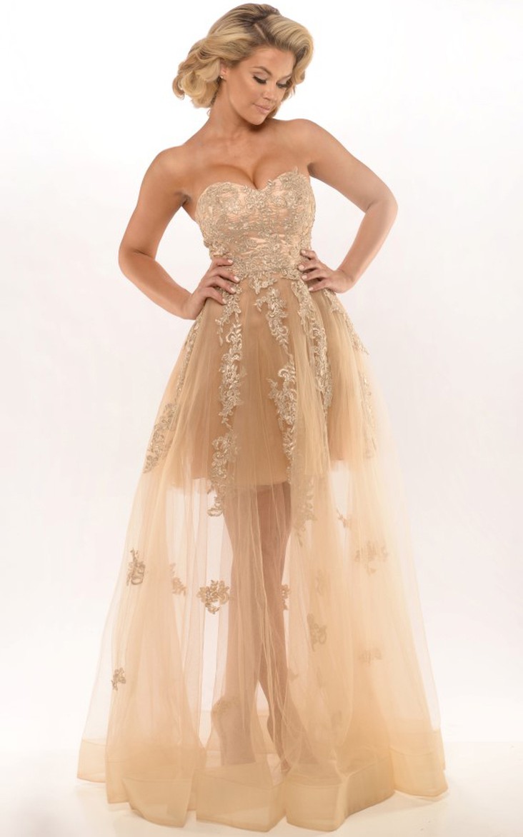 Sweetheart A-line Tulle evening Dress With Appliques