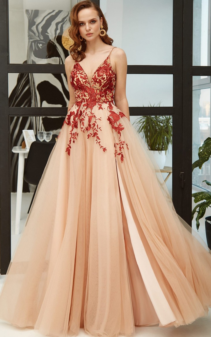 Elegant Lace A Line Floor-length Sleeveless Evening Dress with Appliques