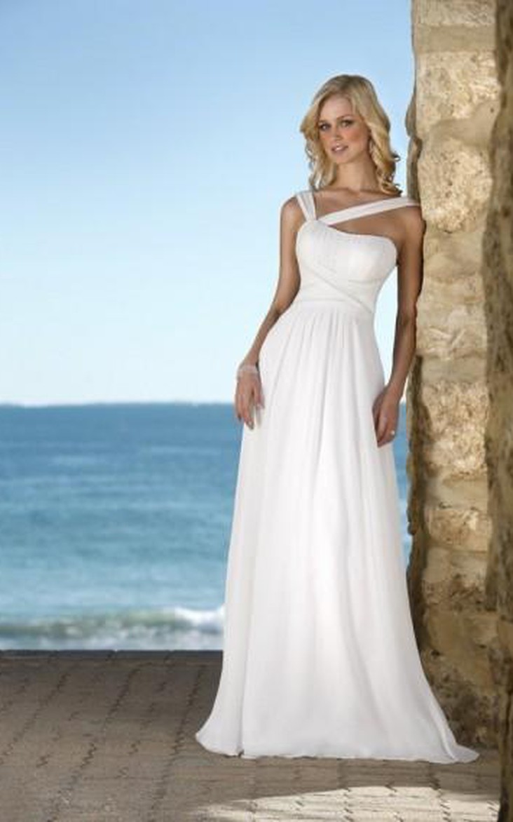 V-Neckline Wedding Column Hot-Selling Chiffon Gown