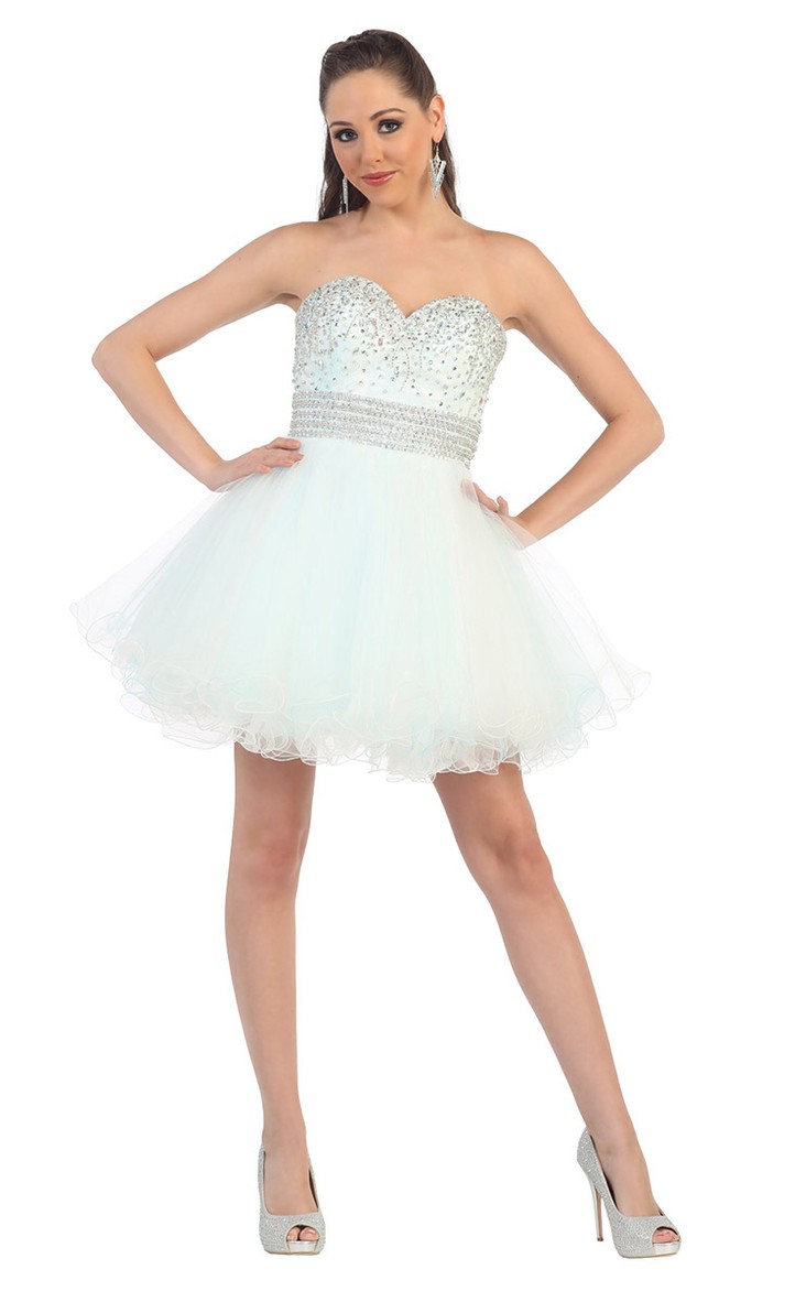 adorable Sweetheart A-line Tulle short Dress With Beading