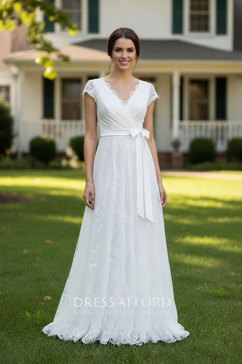 Pleated Garden Lace Wedding Dress