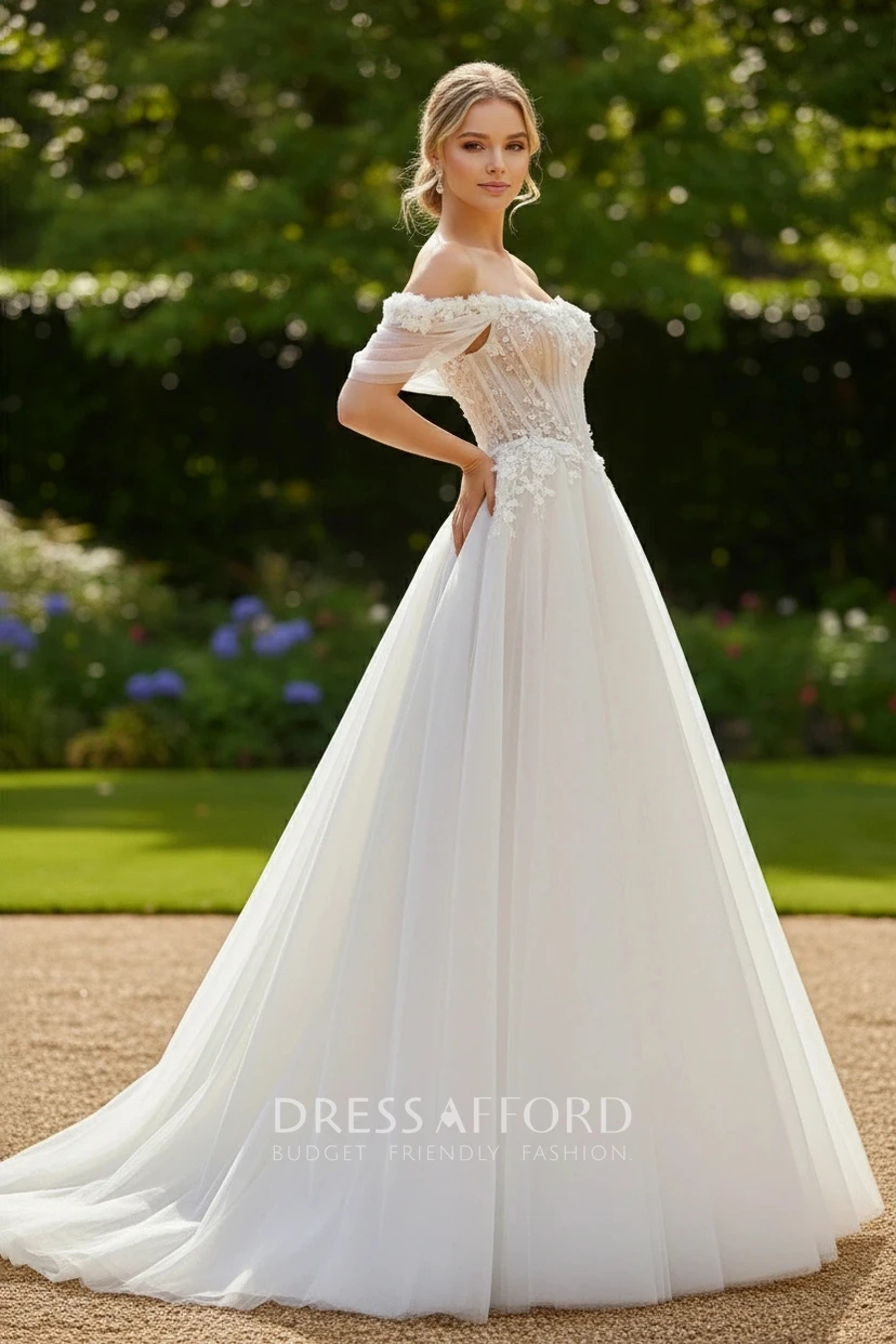 Off-the-Shoulder Ball Gown Wedding Dress