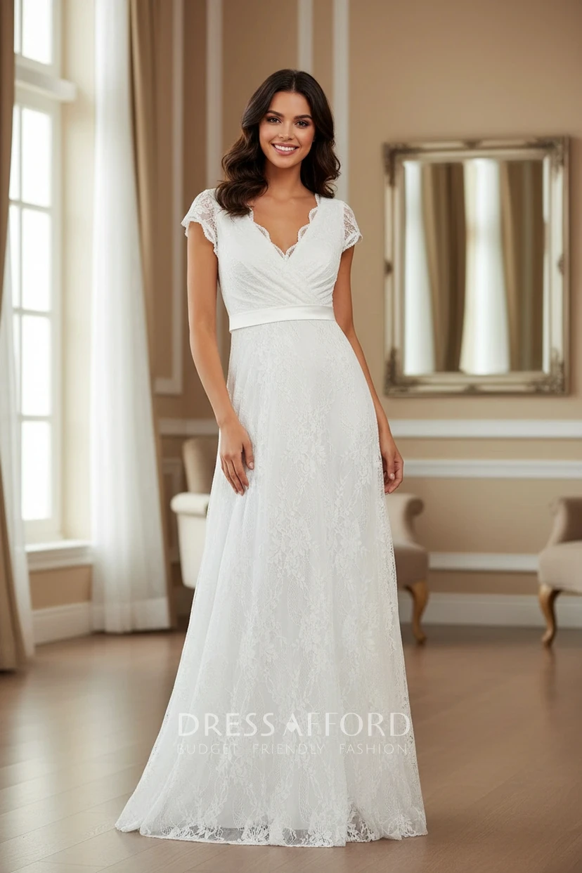 Pleated Garden Lace Wedding Dress view 3