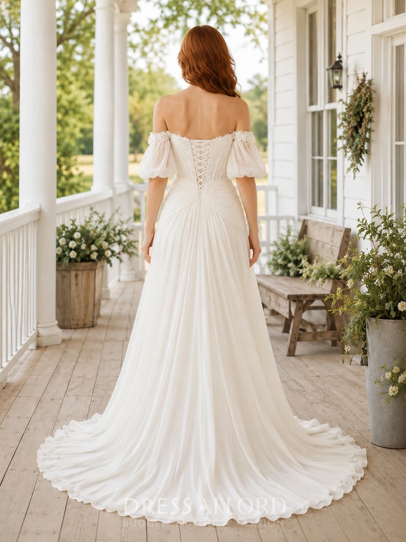 off the shoulder country dress Off the Shoulder Country Wedding Dresses Backless Beach Wedding Dress AWD1132