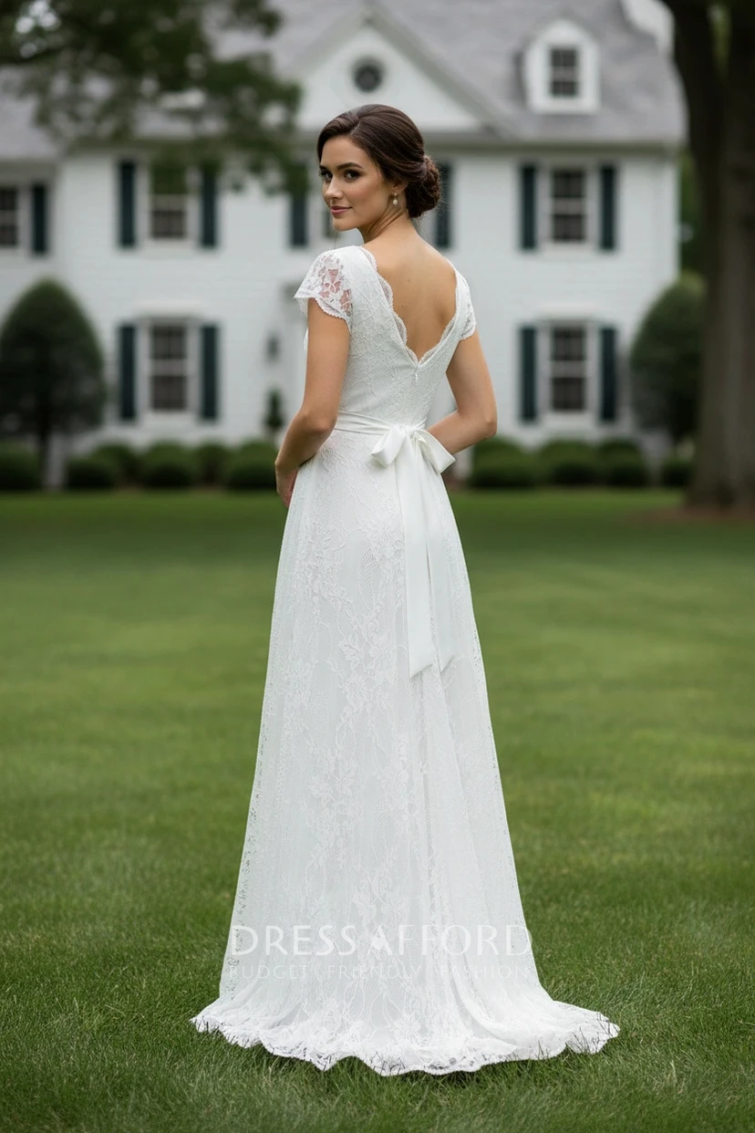 Pleated Garden Lace Wedding Dress view 2