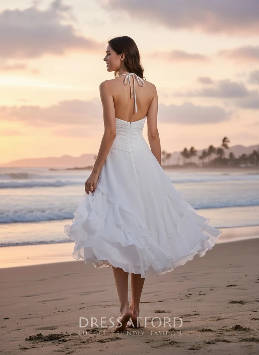 Short Tropical Beach Wedding Dress view 2