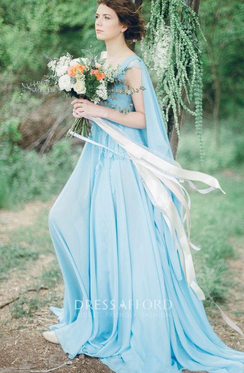 flowy Chiffon Pleated long Dress With 