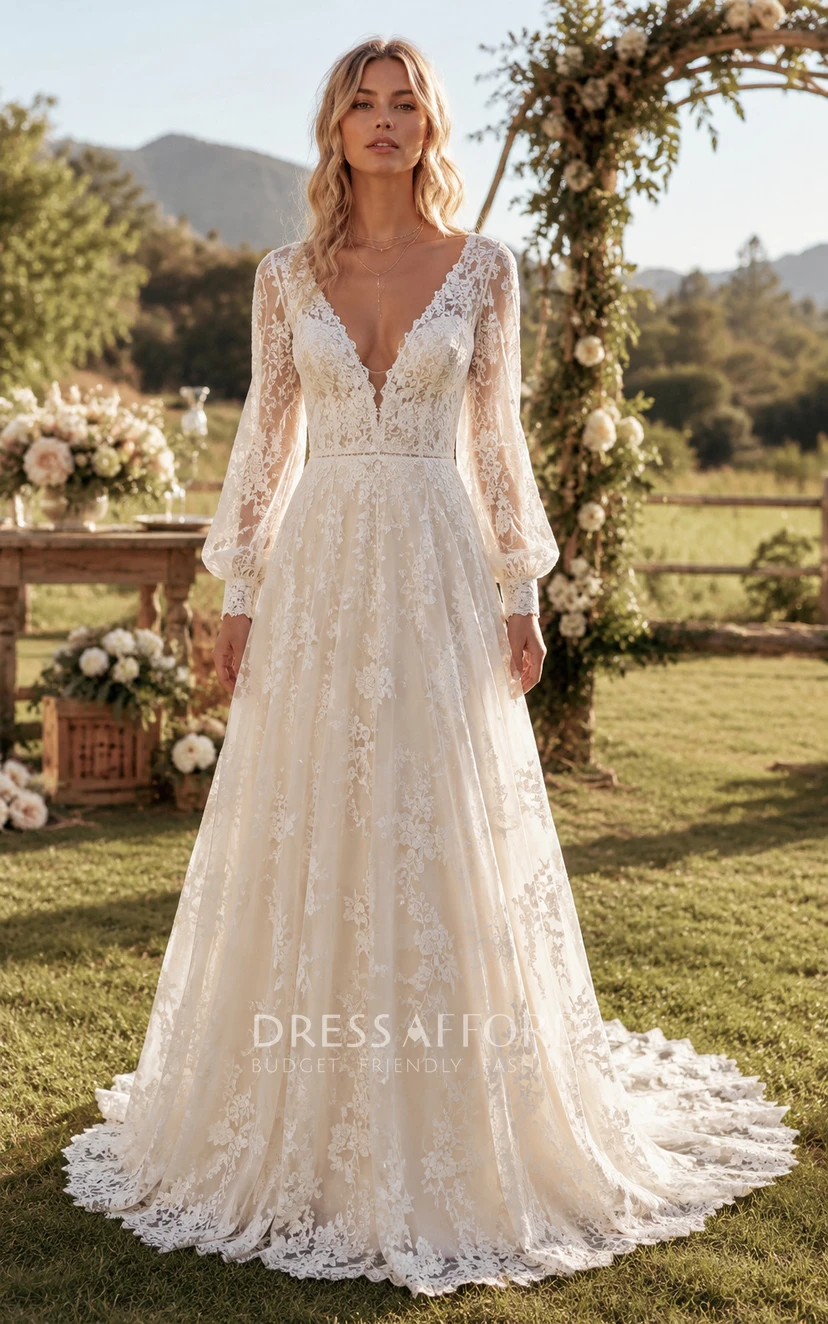 a line wedding dress with bell sleeves Wedding Dress Boho Red Lace Dress Boho Lace Deep V-Neck Bell Sleeves A-Line  Wedding