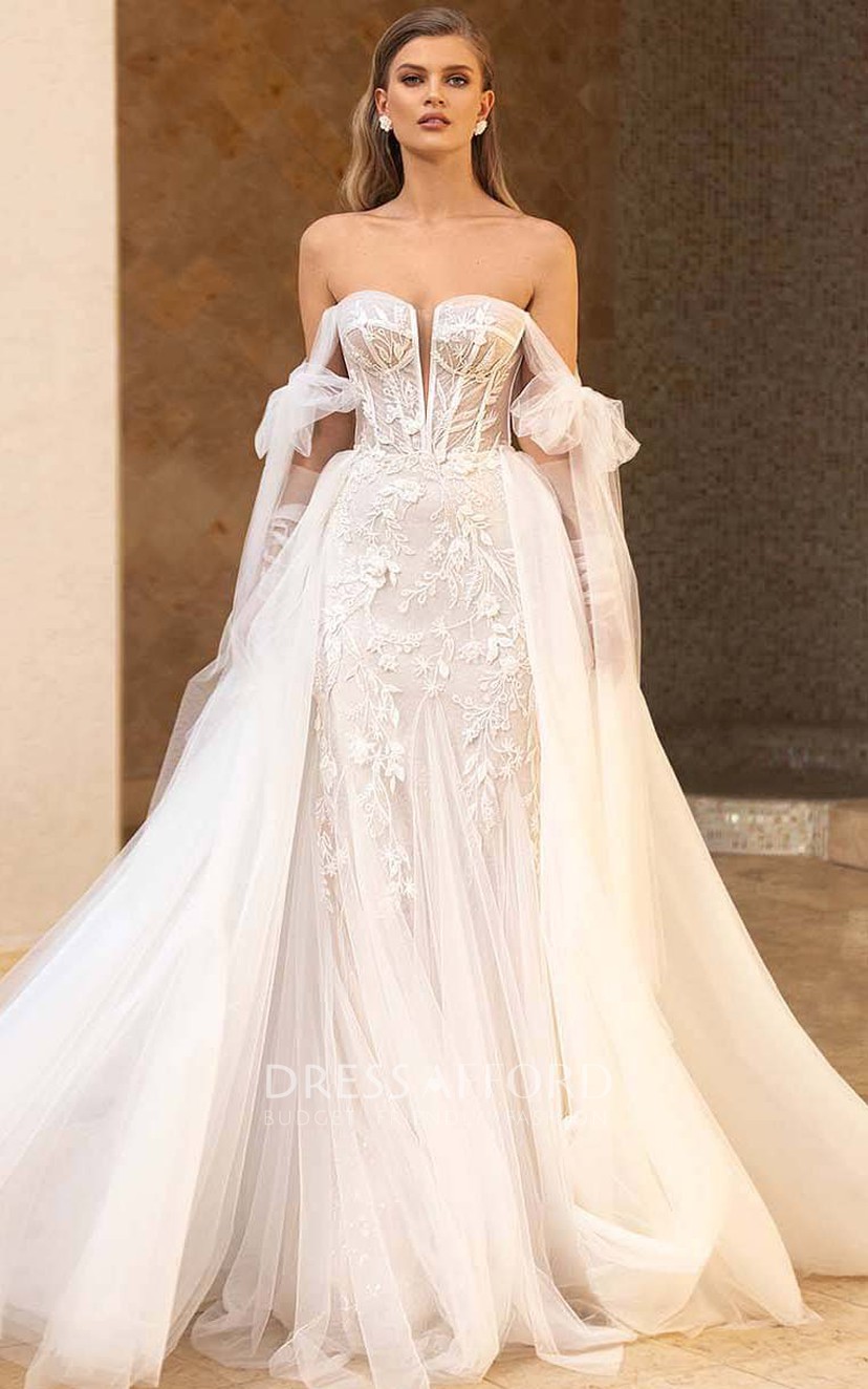 ☆【BAU by Bride And You】☆LEONIE NOTCHED MERMAID DRES.S☆ Mermaid Sweetheart Notched Lace Tulle Strapped Wedding Dress