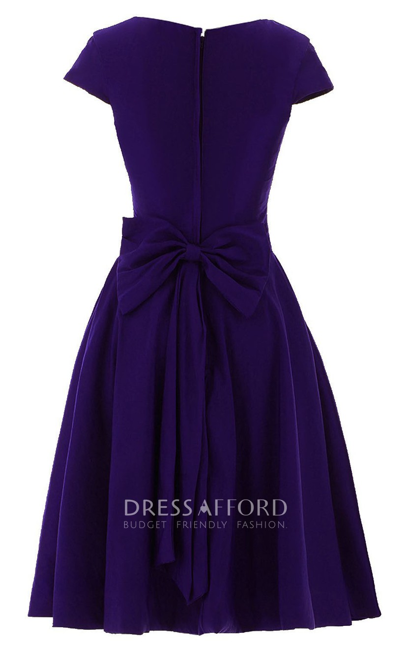 Pleated Chiffon Ribbon Midi Dress M