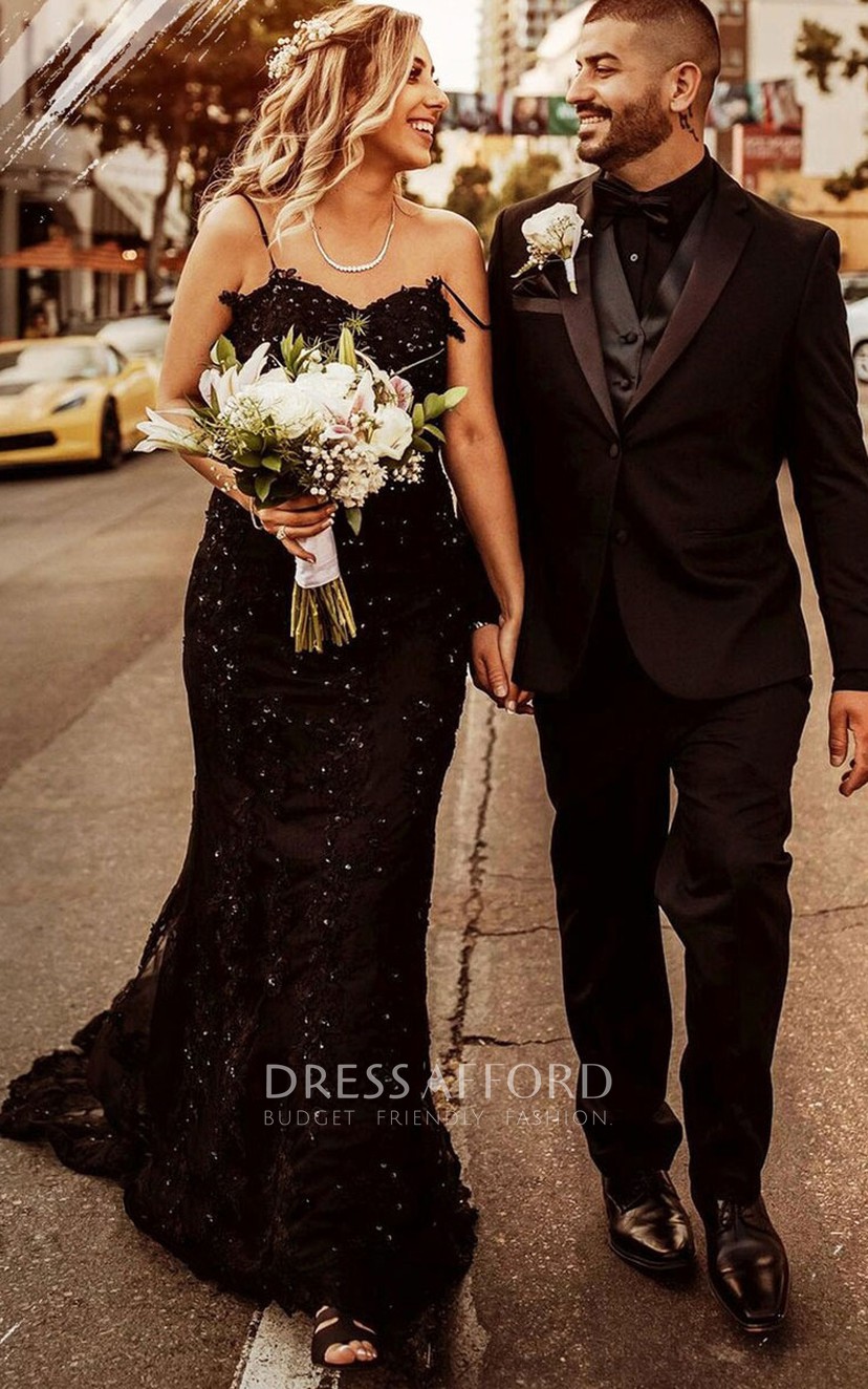 Black trumpet wedding outlet dress