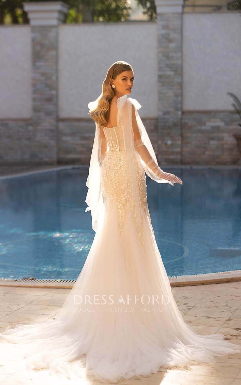 ☆【BAU by Bride And You】☆LEONIE NOTCHED MERMAID DRES.S☆ Davinci Bridal 50664 Off the Shoulder Beaded Lace Mermaid