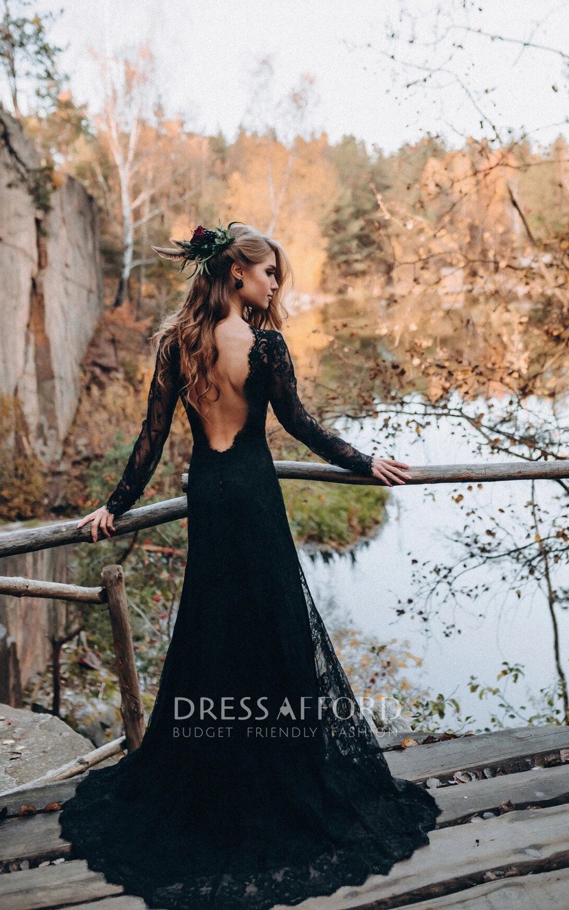 Black lace fashion dress for wedding