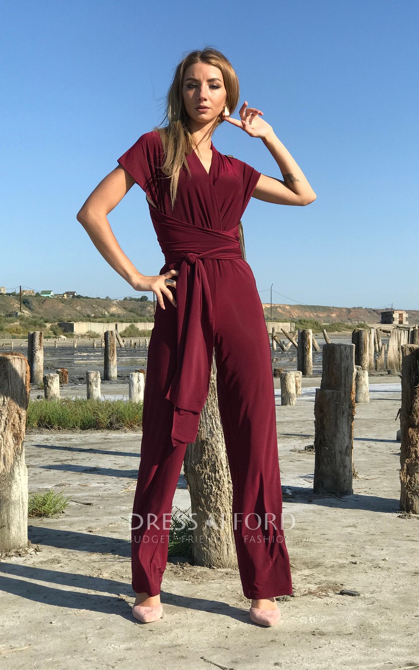 Bridesmaid jumpsuit burgundy online