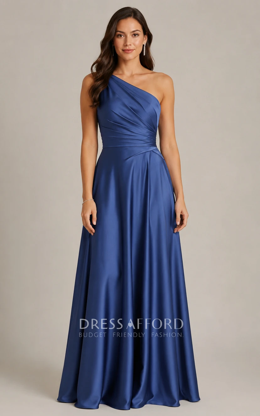 royal blue one shoulder bridesmaid dress KissProm